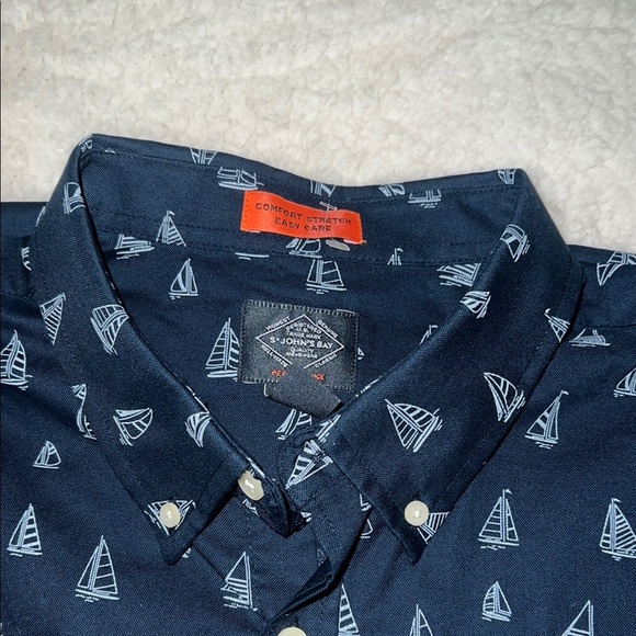 St. John's Bay Blue Casual Button Down Shirt Nautical Design - Picture 12 of 16